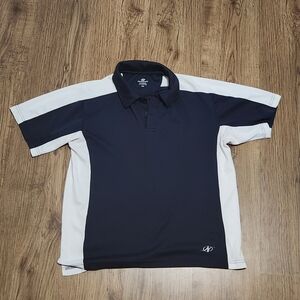Navy and White Short-Sleeve Polo Shirt
